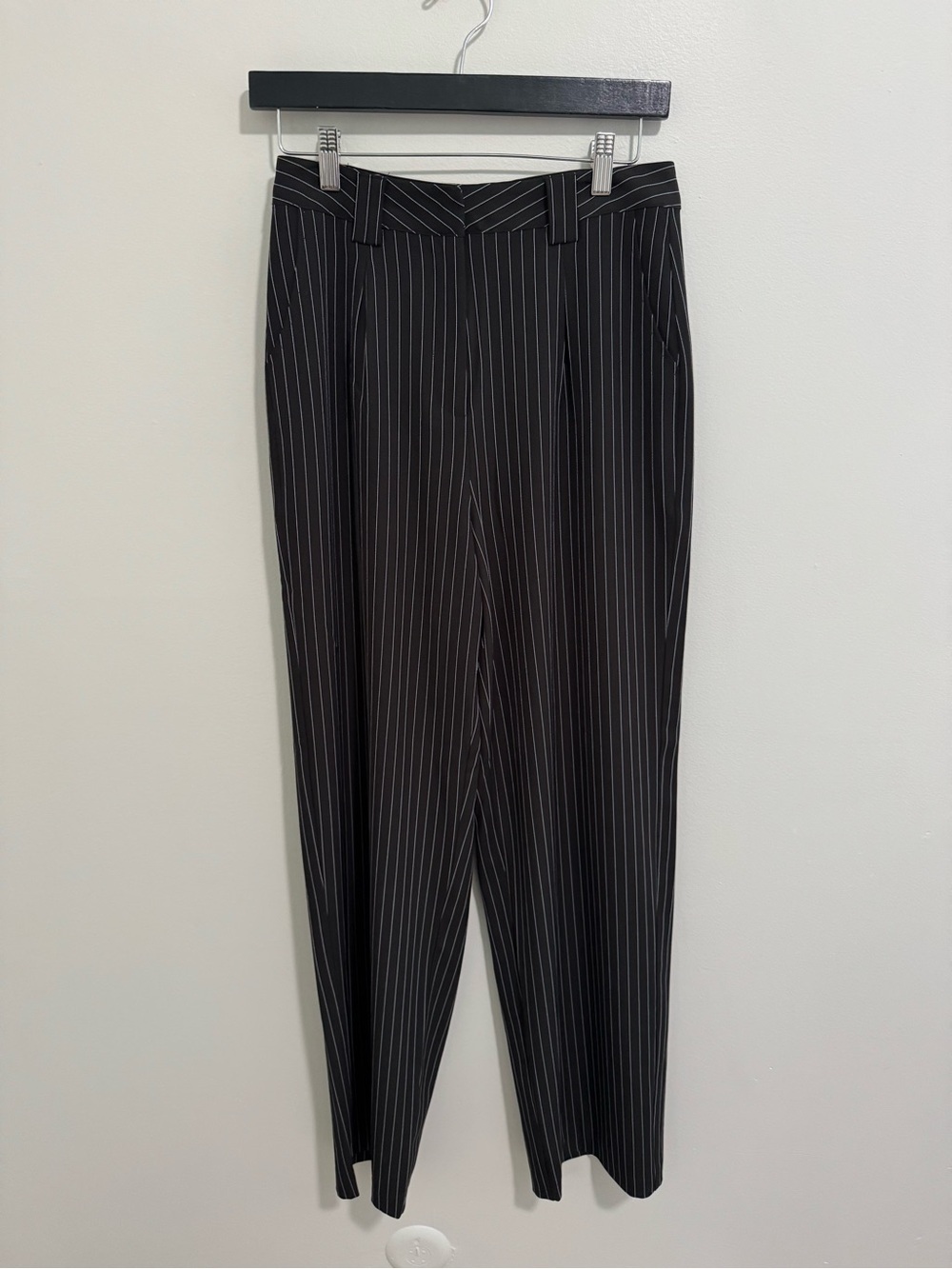 NA-KD Black Pinstripe Wide Leg Trousers